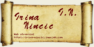 Irina Ninčić vizit kartica